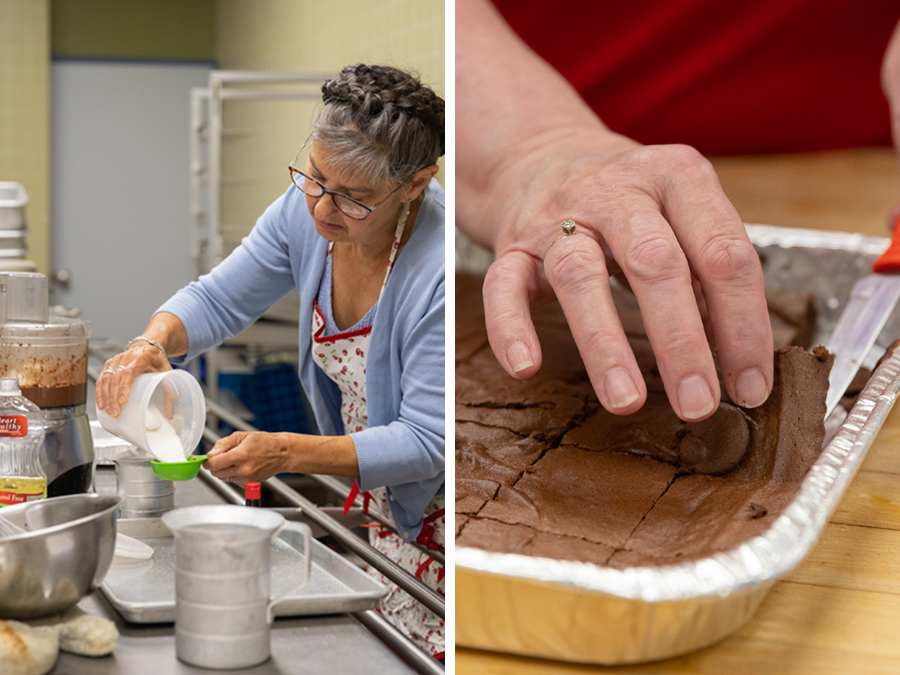 Workshop participants baking Chef Jim's Black Bean Brownies. Workshop participants baking Chef Jim's Black Bean Brownies.